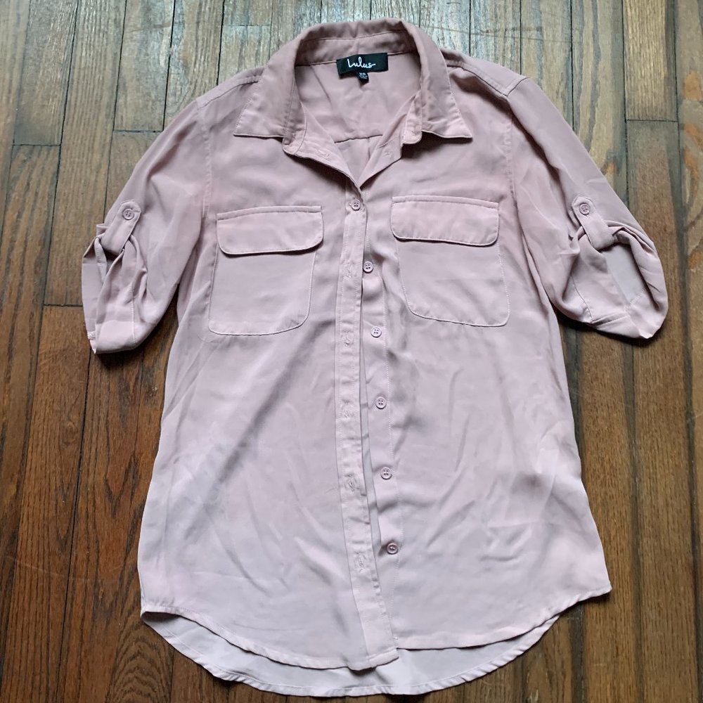 LULUS Button Down Shirt | Dusty Pink | Size XS